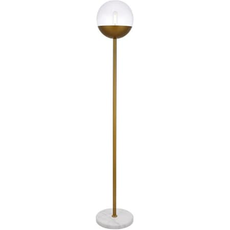 Living District 62 in. Eclipse 1 Light Floor Lamp Portable Light with Clear Glass, Brass LD6151BR